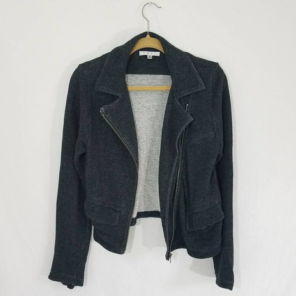 CAbi soft knit moto style jacket collared